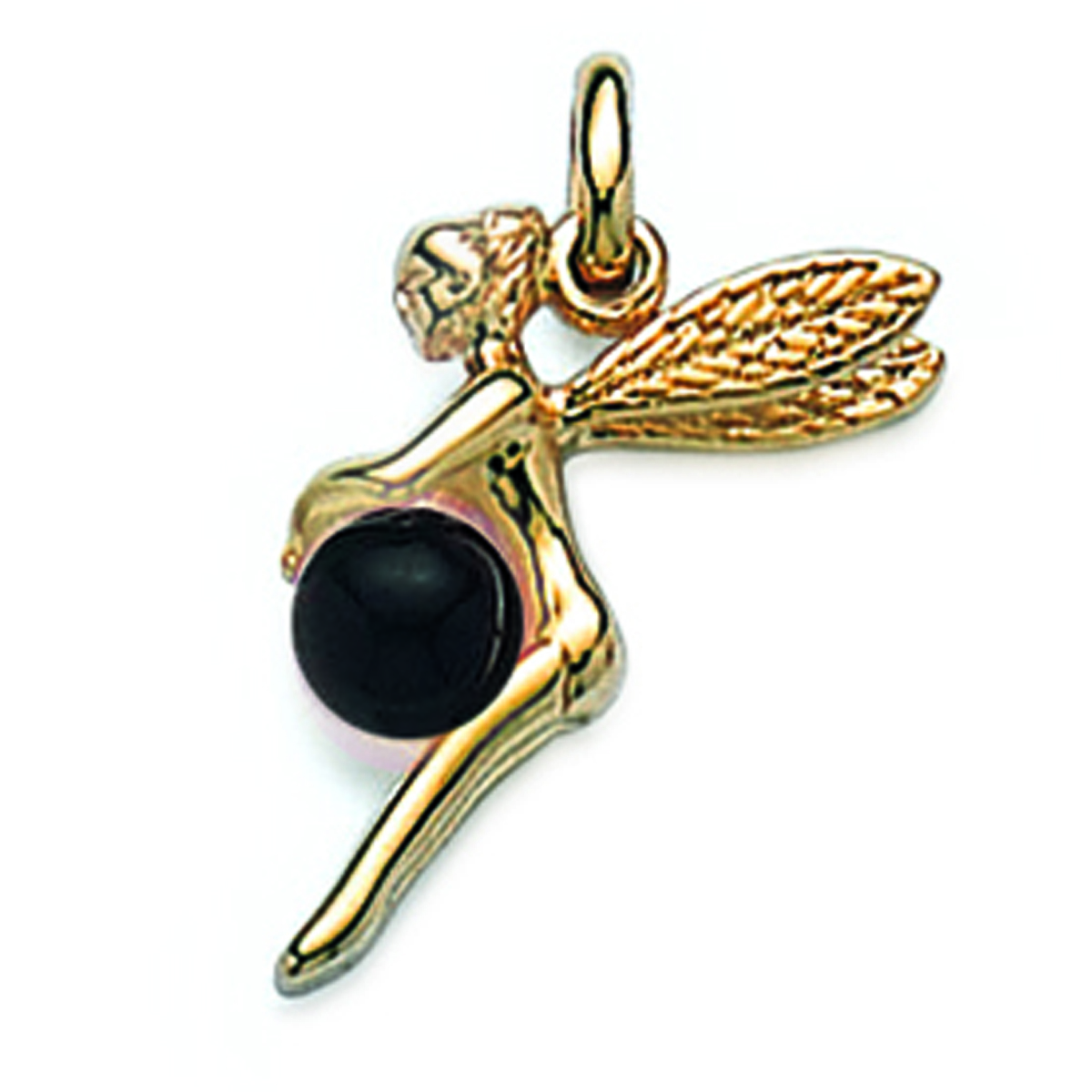 Pendentif Plaqué Or \'Fée Clochette\' Noir doré - 15x20 mm - [A8113]