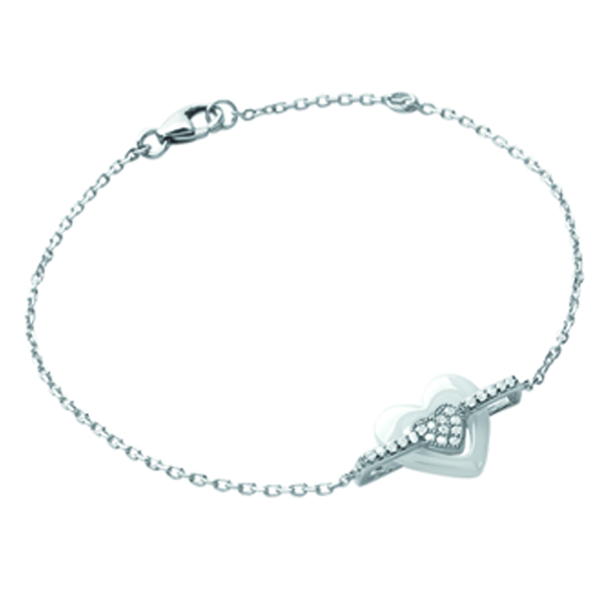 Bracelet Argent \'Love\' blanc (céramique) - 12x11 mm - [L3855]