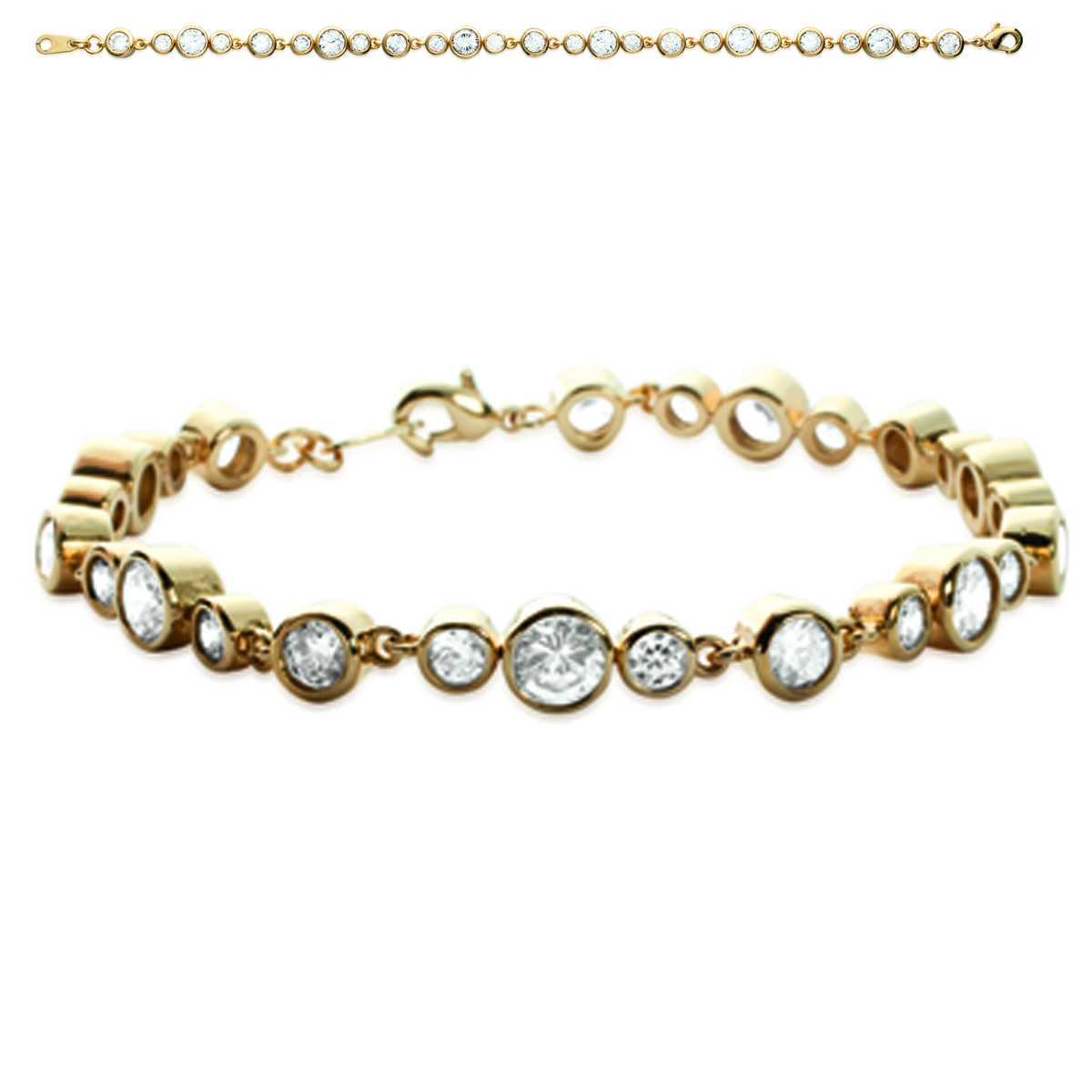 Bracelet Plaqué or \'Déesse\' blanc doré - 18 cm 6 mm - [L3857]