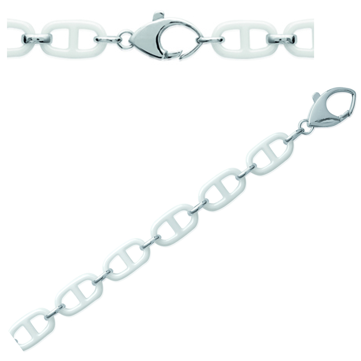 Bracelet Argent \'Maille Marine\' blanc argenté (rhodié) - 19x10 mm - [L3888]