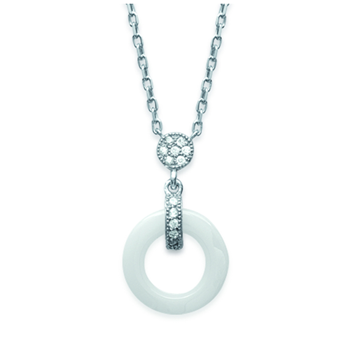 Collier Argent \'Sissi\' blanc argent (rhodié) - 12 mm - [L3903]