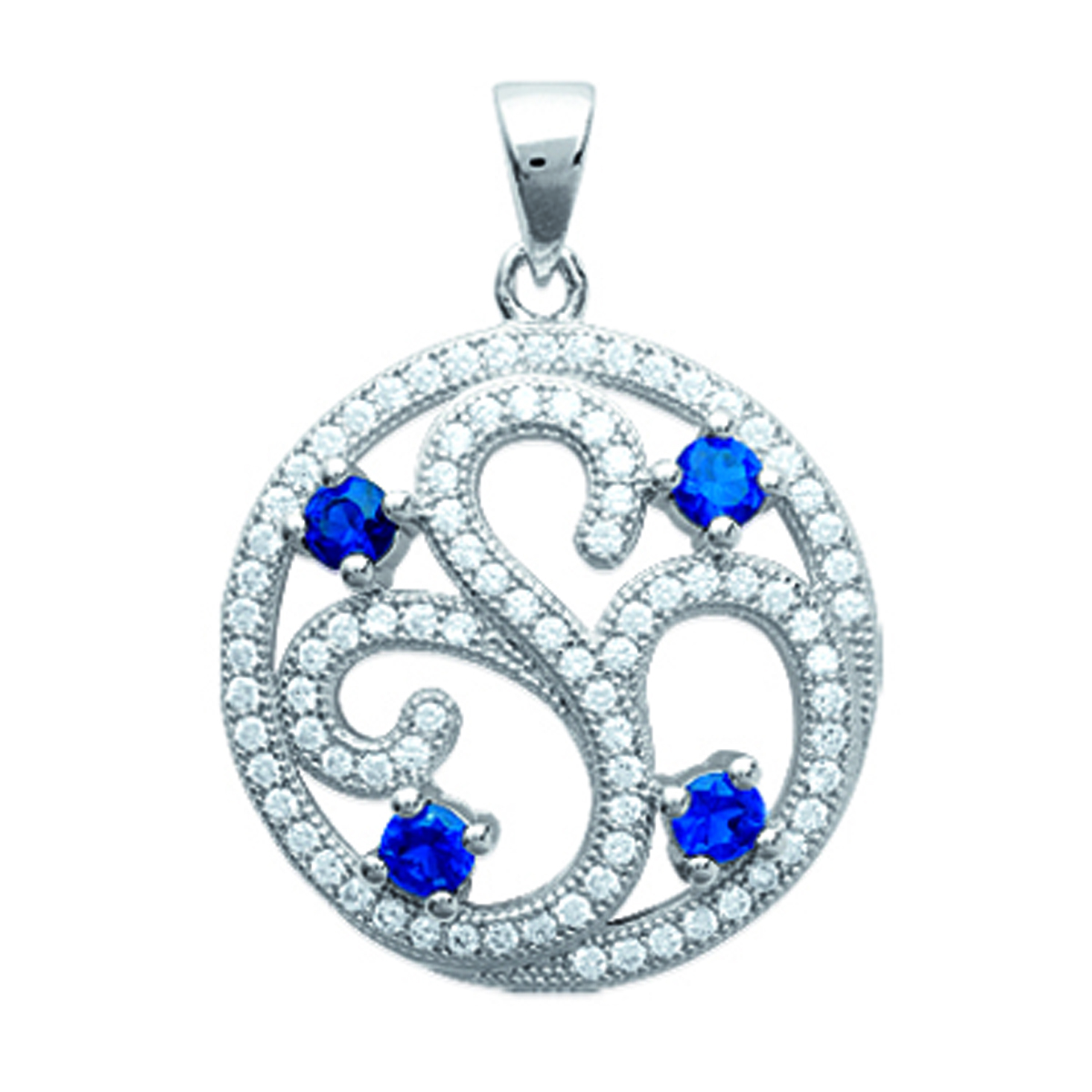 Pendentif Argent \'Sissi\' saphir blanc (rhodié) - 18 mm - [L3922]