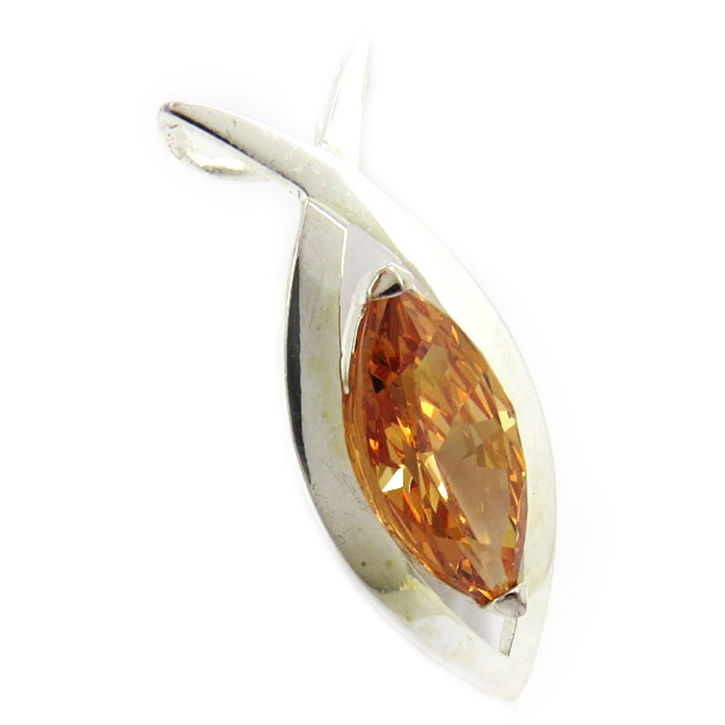 Pendentif Argent \'Poisson Design\' Citrine  - [B0419]