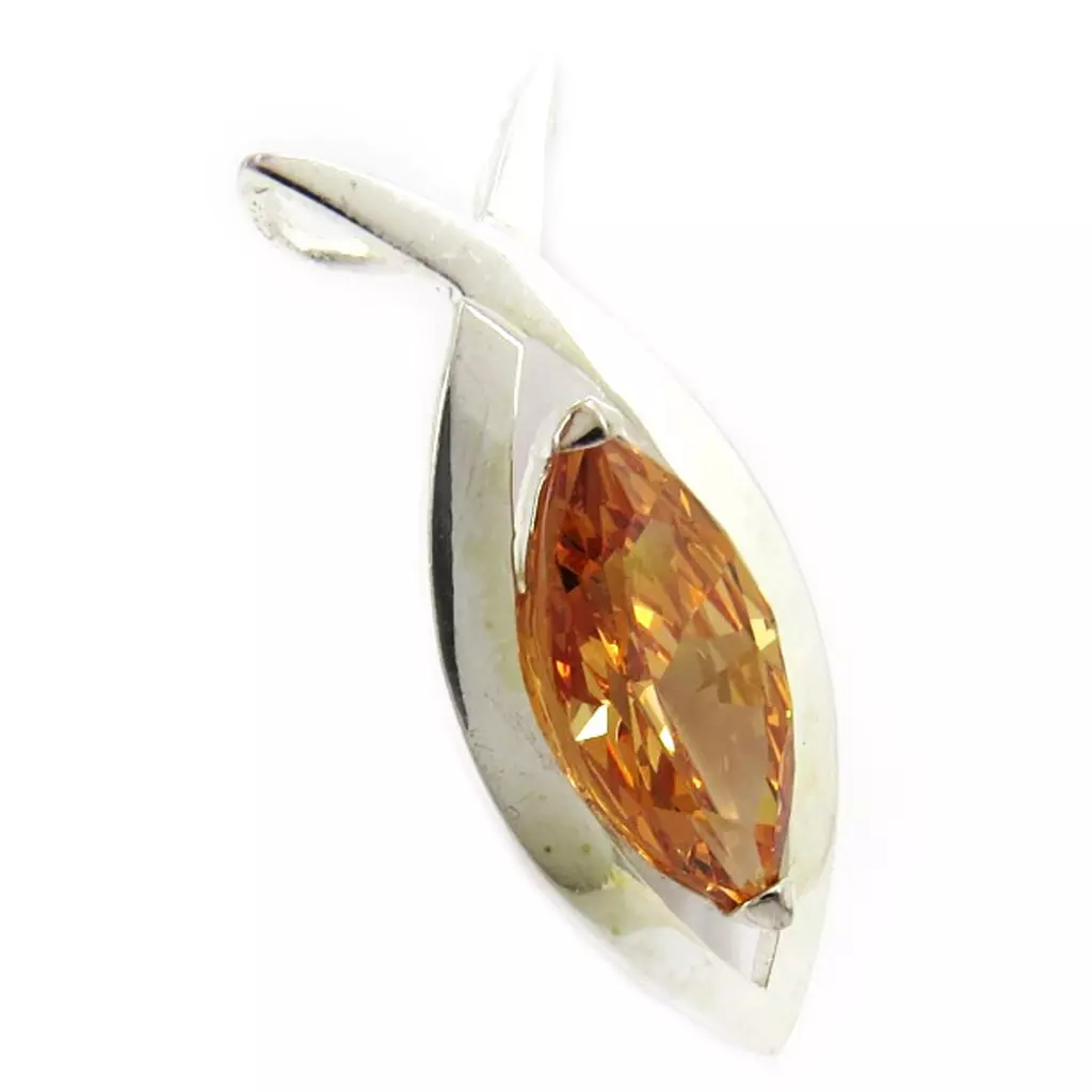 les trésors de lily Pendentif Argent 'Poisson Design' Citrine [B0419]