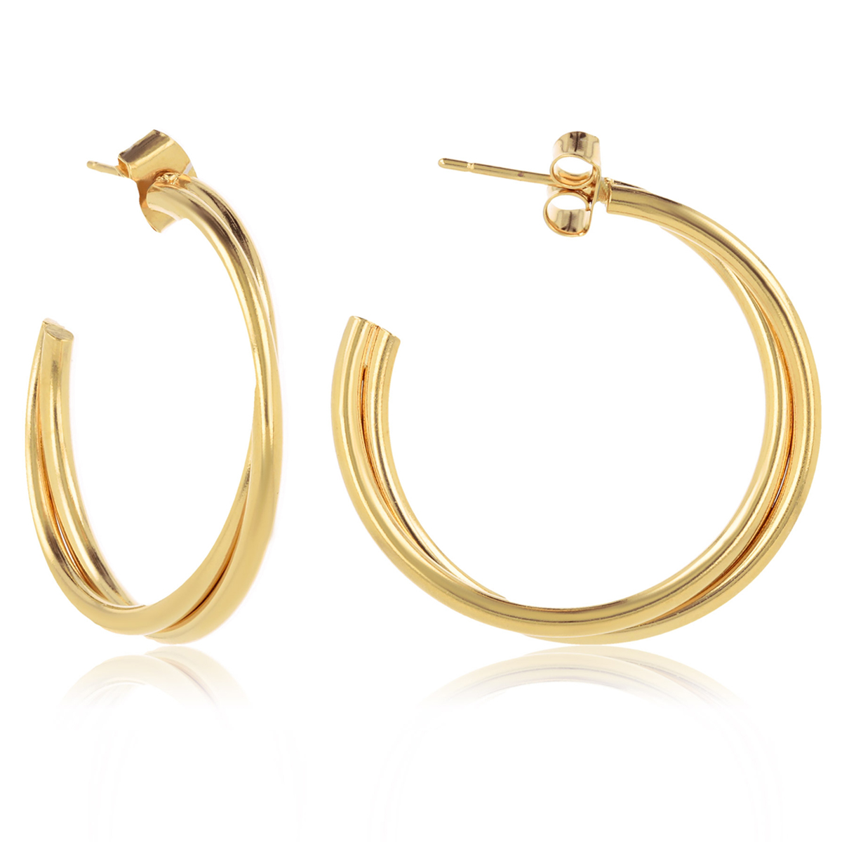 Créoles Plaqué Or \'Torsades\' - 30 mm 4 mm - [Q2621]