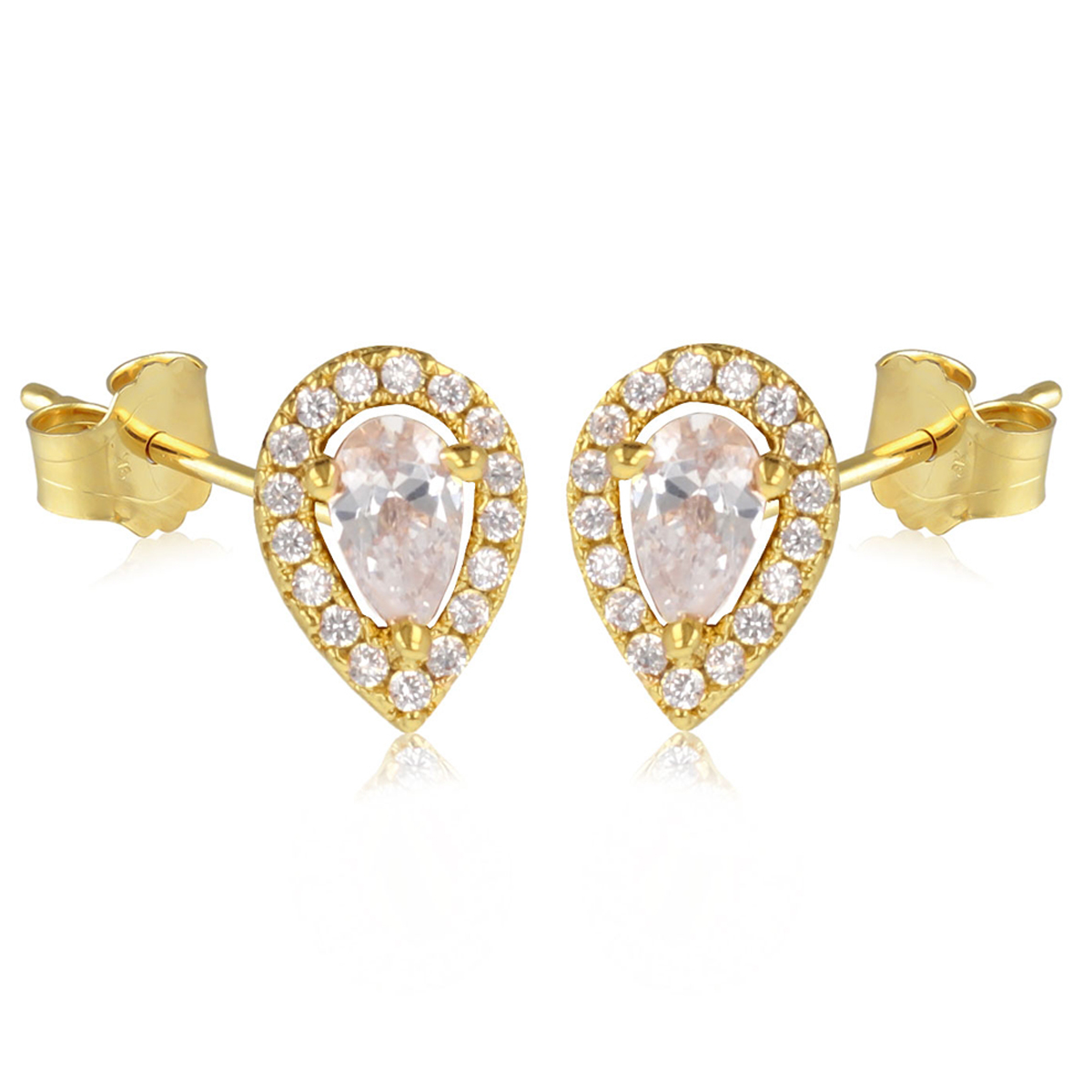 Boucles Plaqué Or \'Sissi\' blanc doré - 9x7 mm - [Q2622]