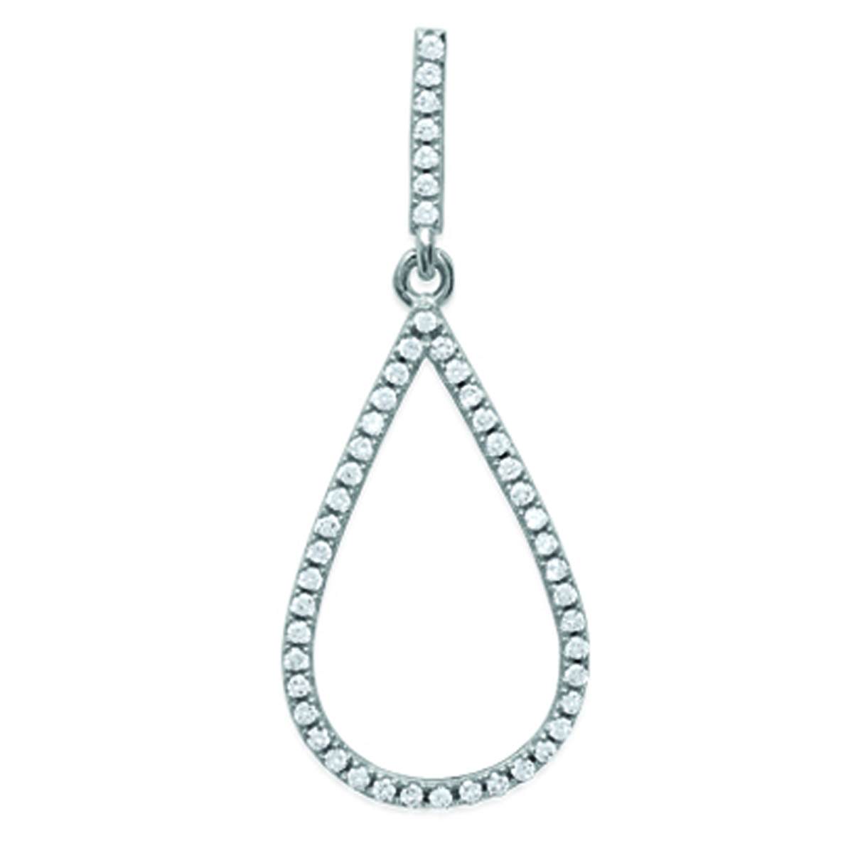 Pendentif Argent \'Sissi\' blanc argenté (rhodié) - 30x11 mm - [L3931]