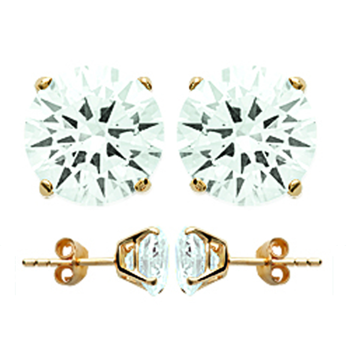 Boucles plaqué or \'Essentiel\' blanc doré - 8 mm - [L3944]