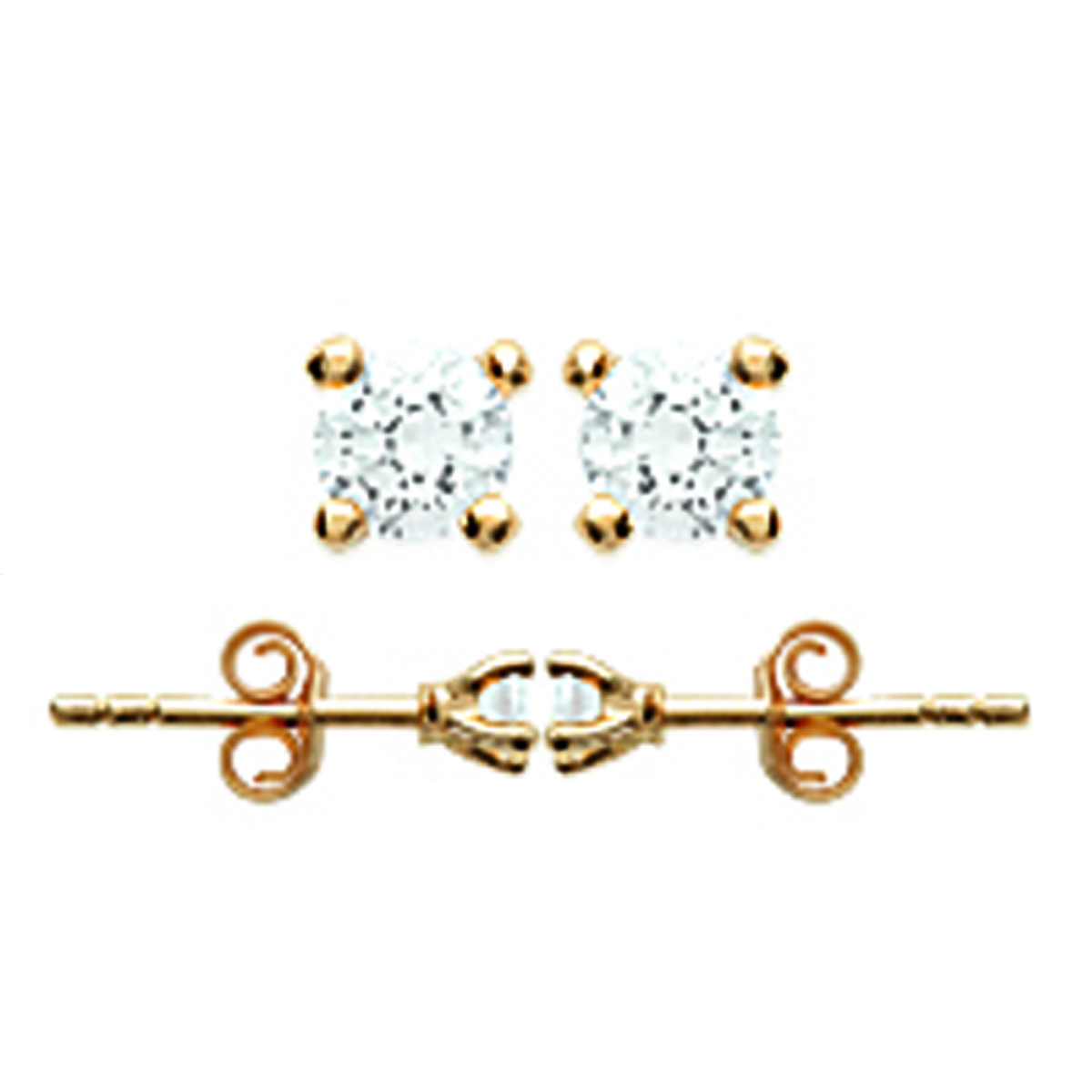 Boucles plaqué or \'Essentiel\' blanc doré - 3 mm - [L3949]