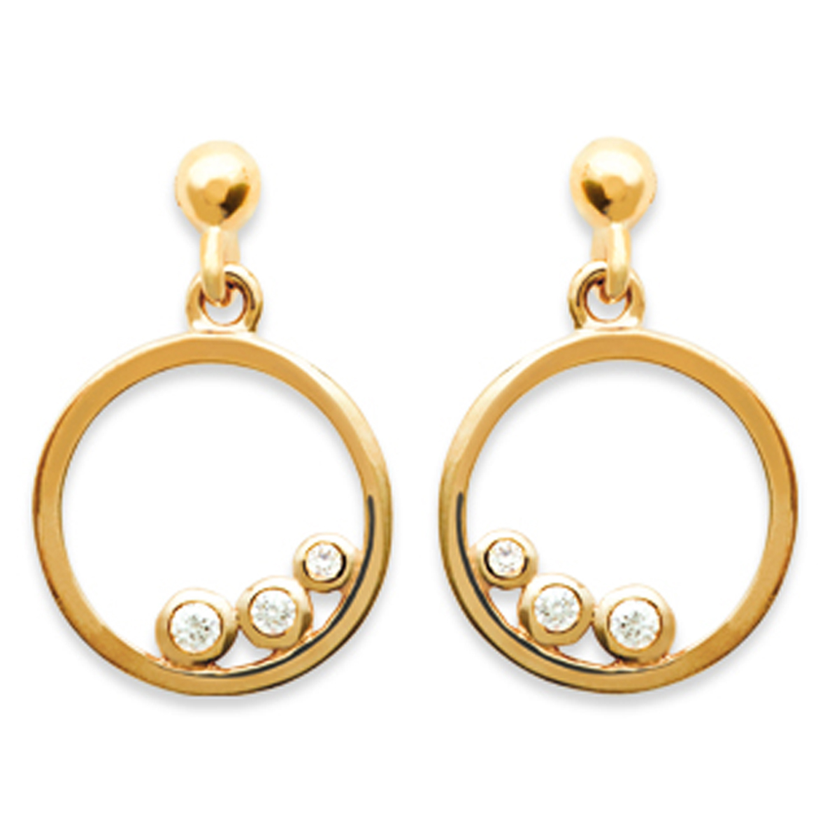 Boucles Plaqué Or \'Déesse\' blanc doré - 11 mm - [L3950]