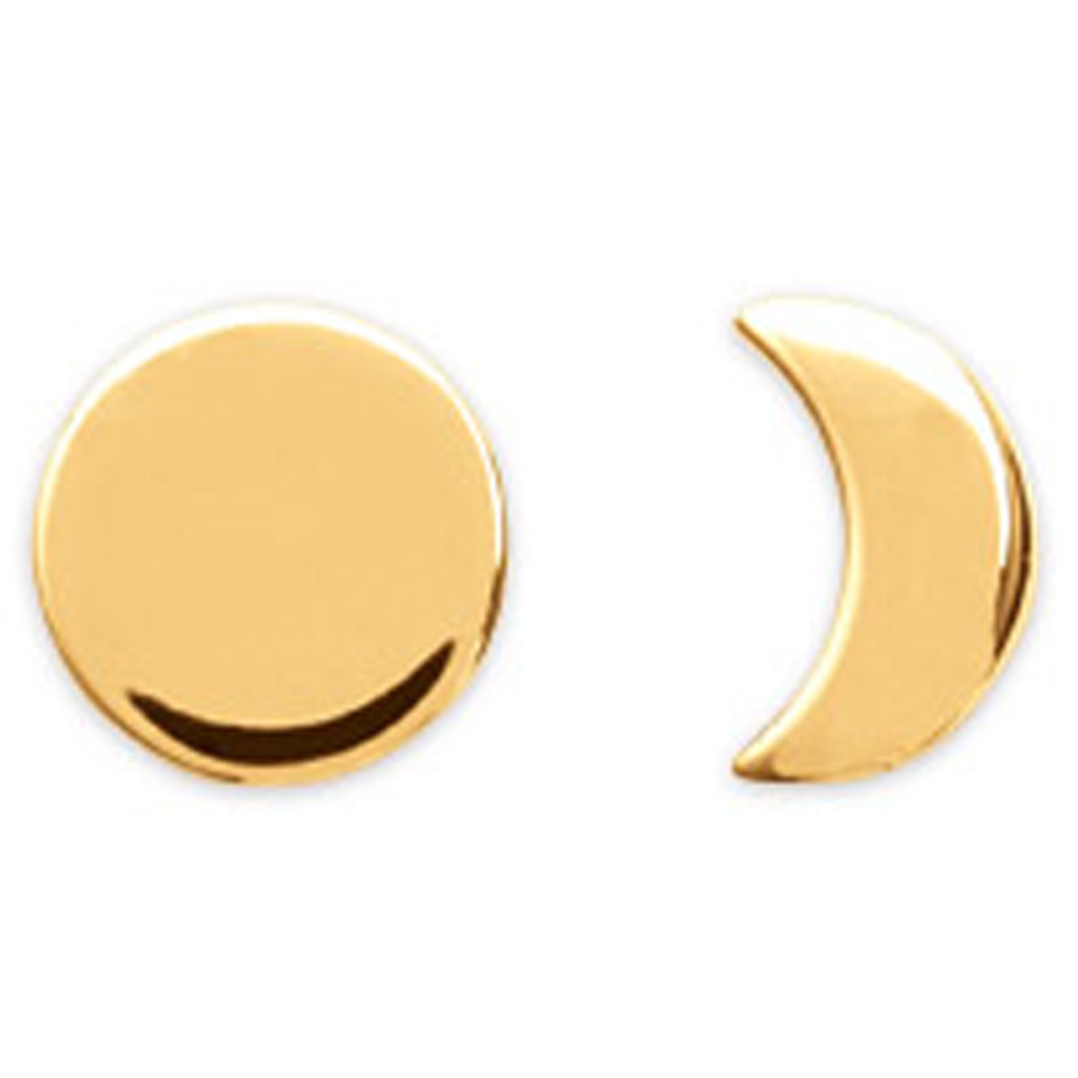 Boucles Plaqué Or \'Soleil Lune\' doré - 8 mm et 8x5 mm - [Q8405]