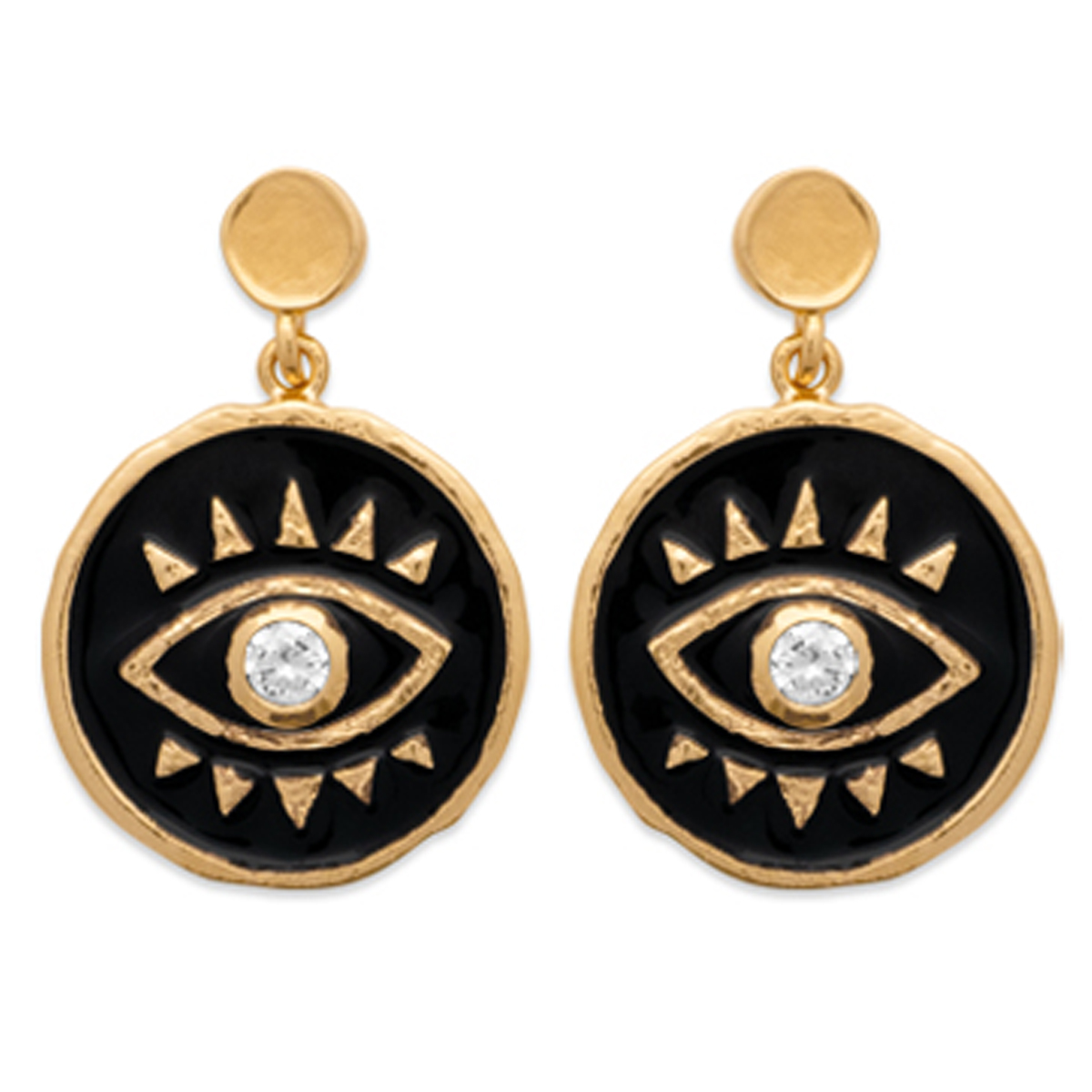 Boucles Plaqué Or \'Cleopatra\' noir doré (oeil) - 20x14 mm - [Q8415]
