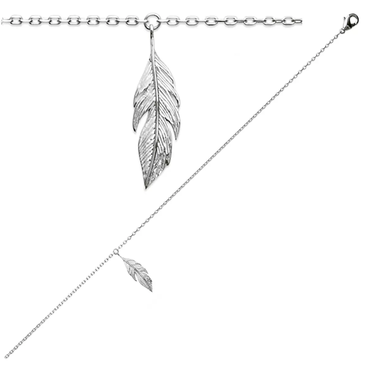 les trésors de lily Chaîne Cheville Argent 'Navajos' argenté (rhodié) 25 cm 20x6 mm [Q8440]