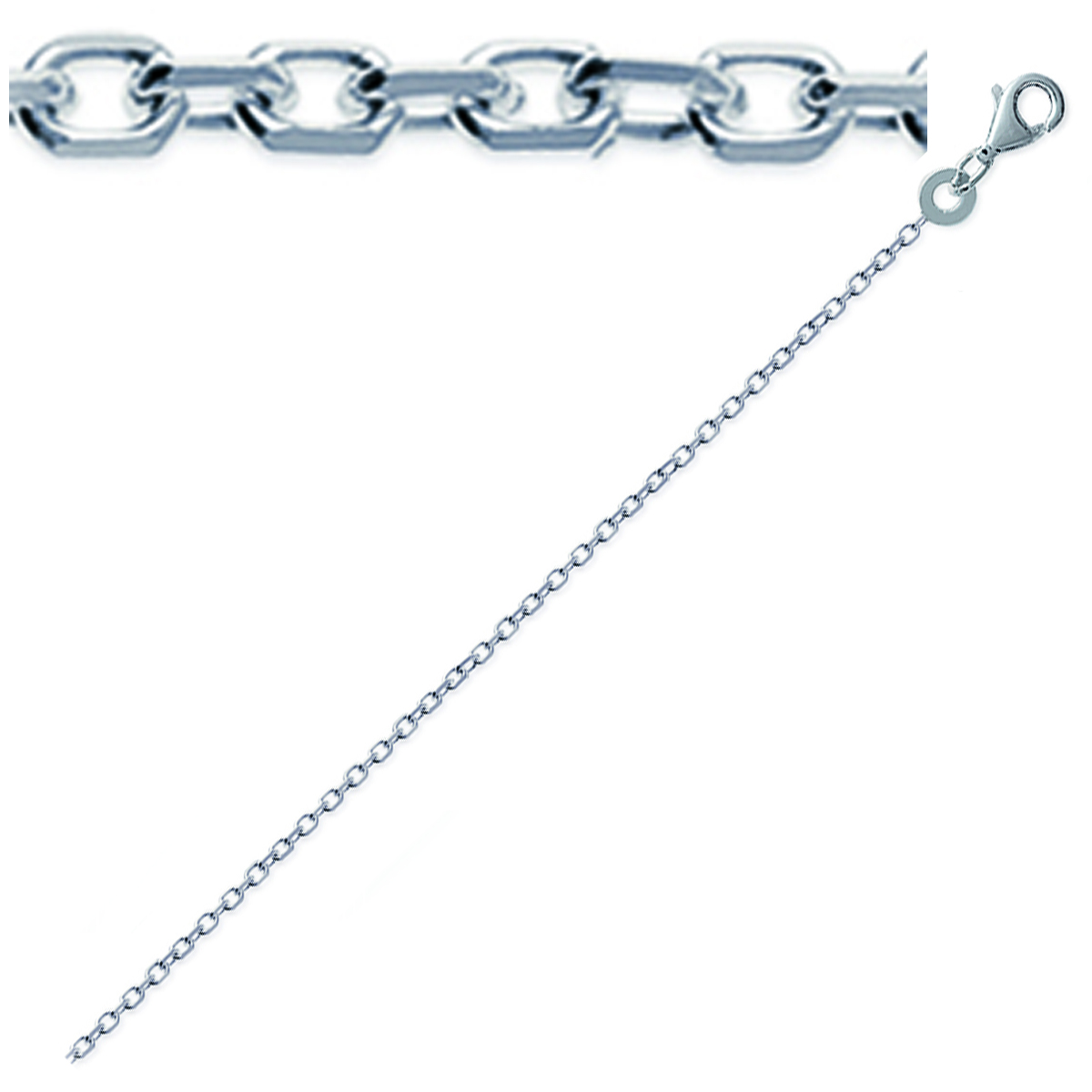 Chaîne Cheville Argent \'Forçat\' argenté (rhodié) - 25 cm 12 mm - [Q8442]