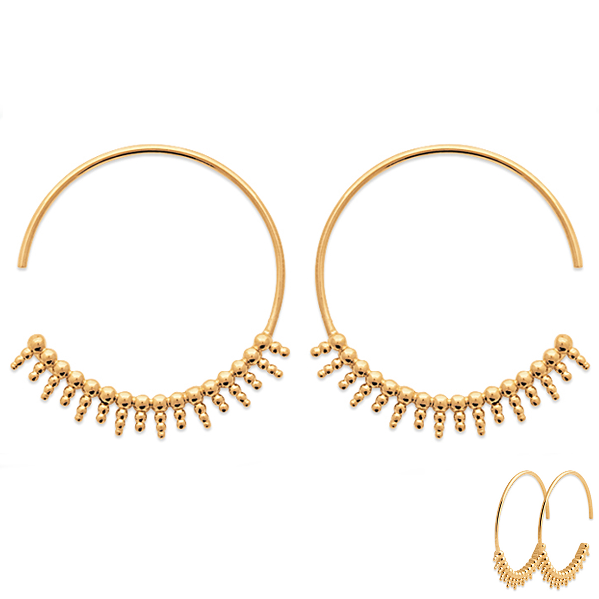 Créoles Plaqué Or \'Cléopatra\' doré - 25 mm (soleil) - [Q8467]