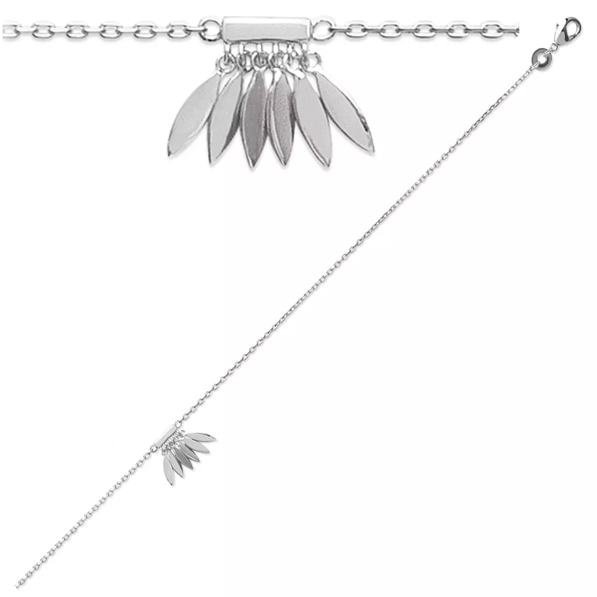 les trésors de lily Chaîne Cheville Argent 'Navajos' argenté (rhodié) 25 cm 10x10 mm [Q8485]