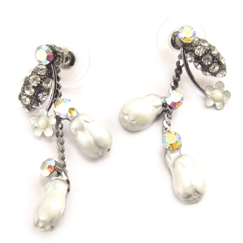Boucles Créateur \'Feuilles d\'Automne\' Blanc  - [B3140]