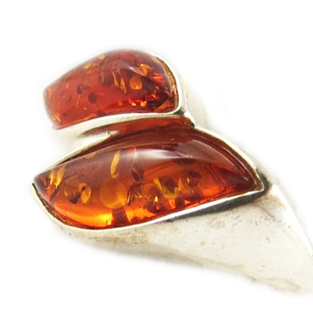 Bague Argent \'Tandem\' Ambre  - [B3595]