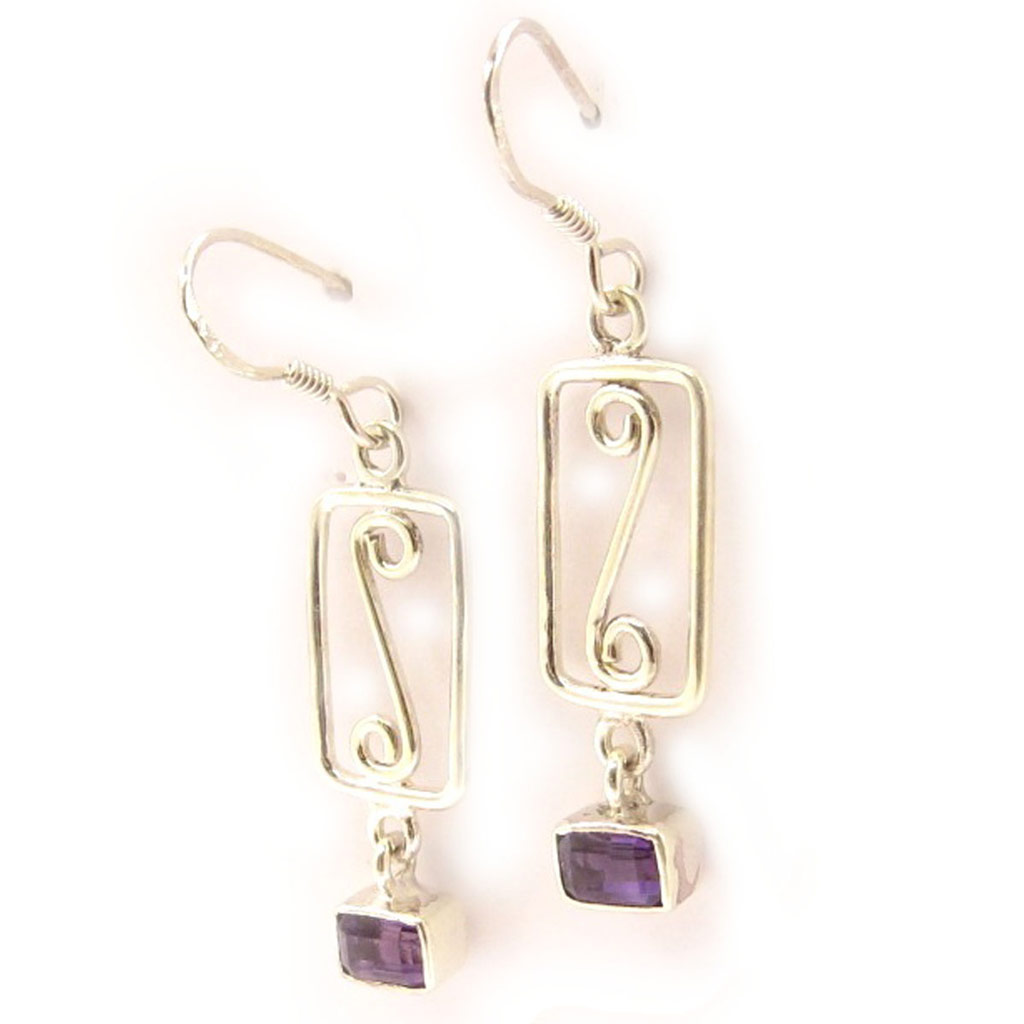 Boucles Argent \'Macbeth\' Améthyste  - [B3747]