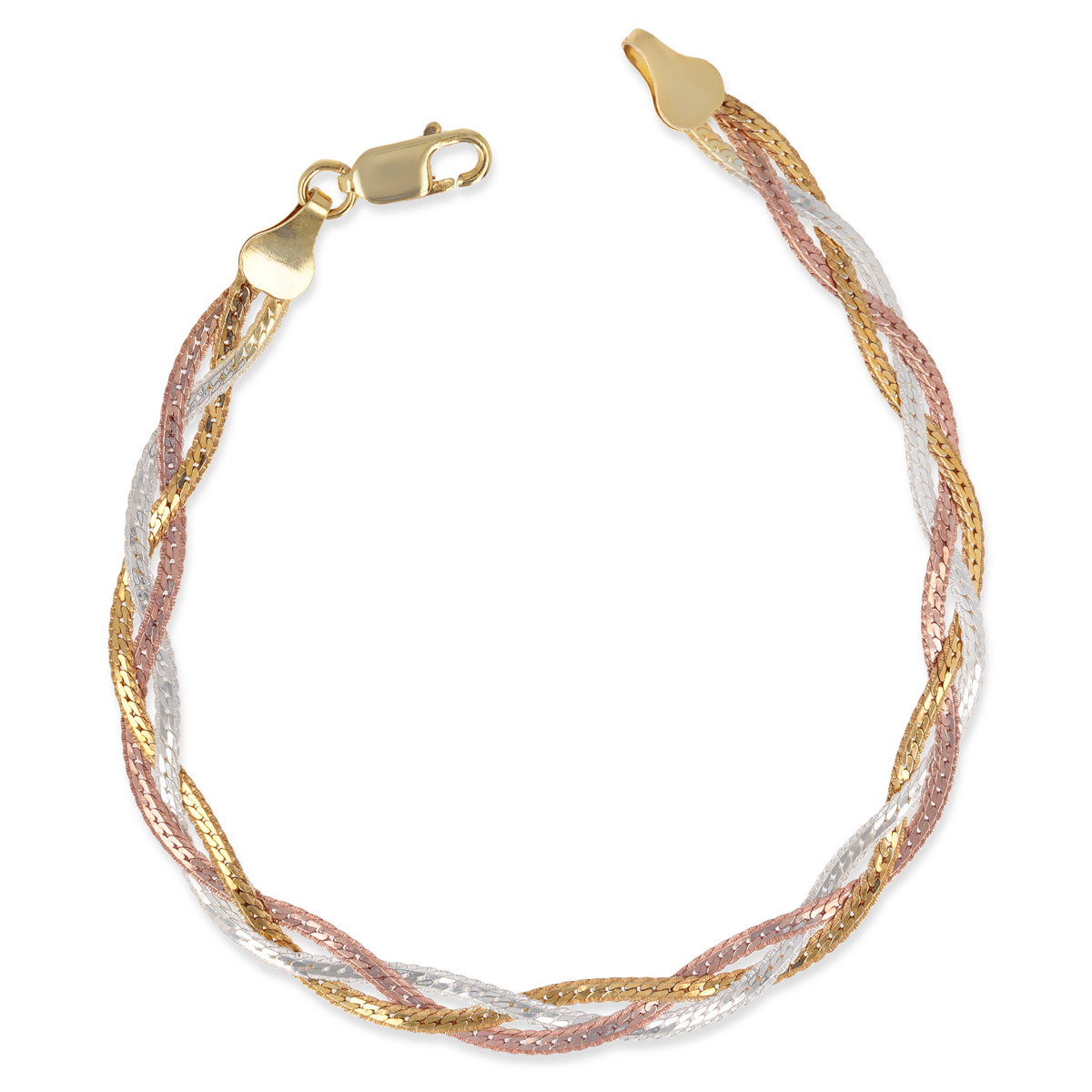 Bracelet Argent \'Lianes Magiques\' tricolore - 19 cm 5 mm - [Q2860]