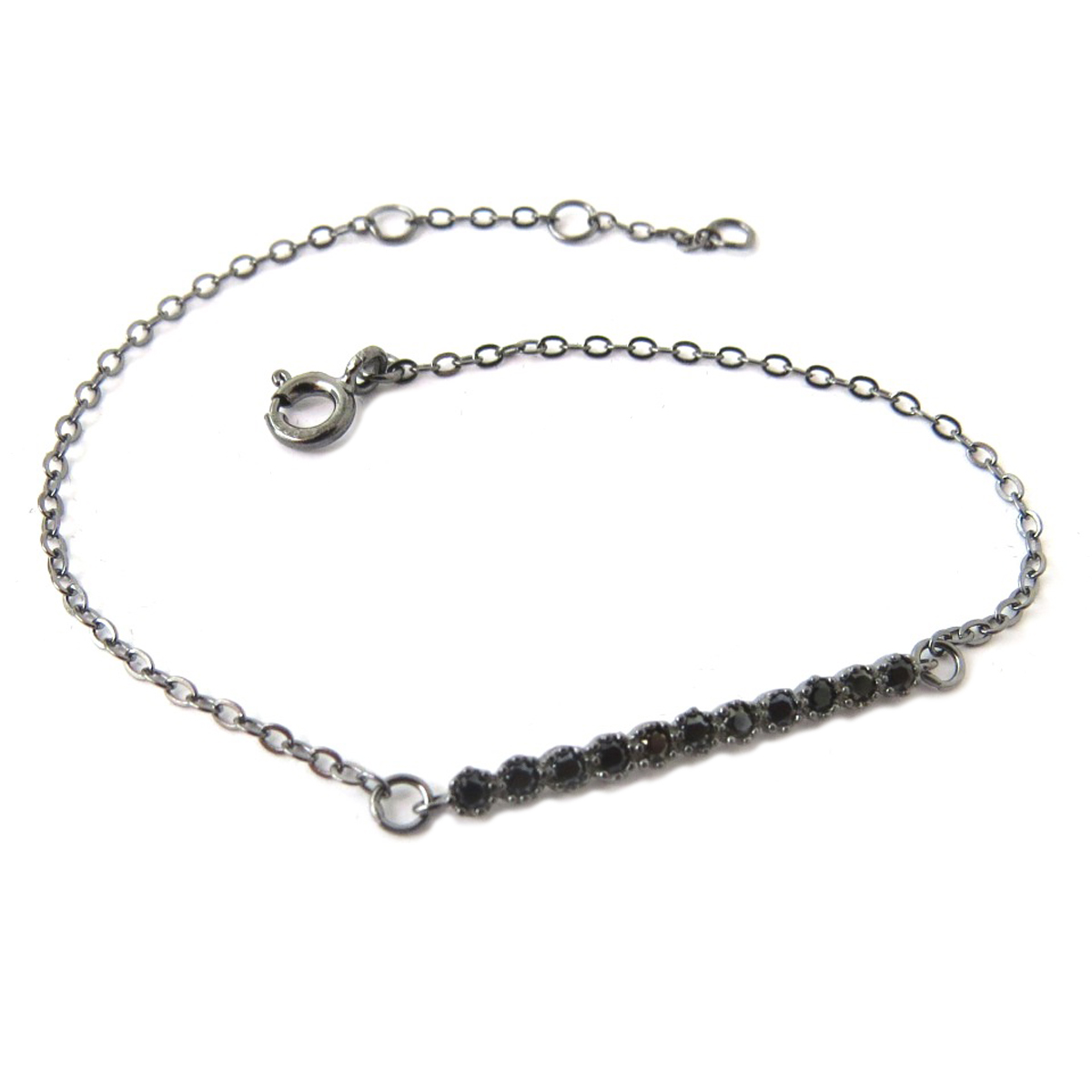 Bracelet Argent \'Sissi\' noir gris - 25x2 mm - [Q2872]