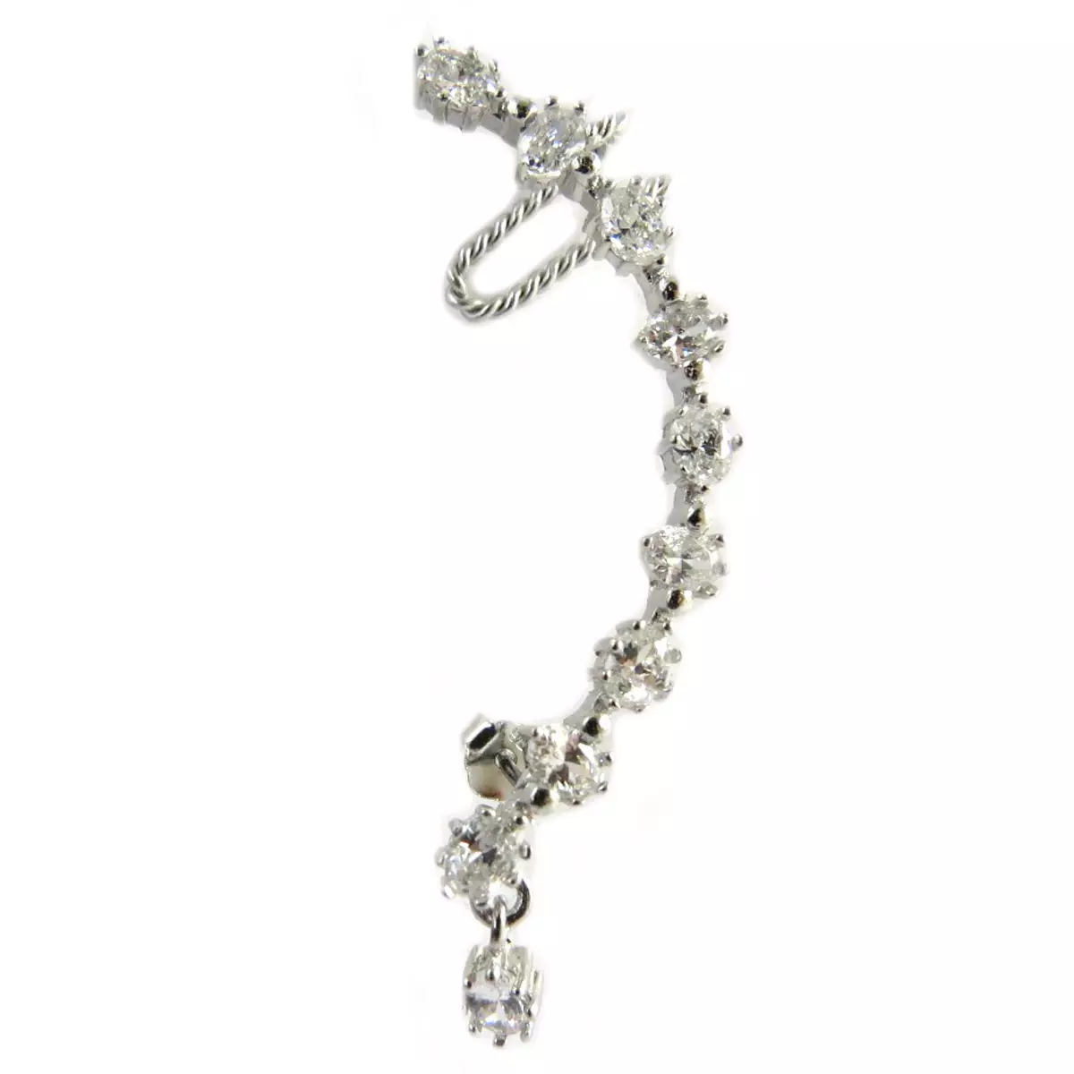 les trésors de lily Boucle Bague Oreille 'Sissi' blanc argenté (rhodié) 48x4 mm [Q2882]