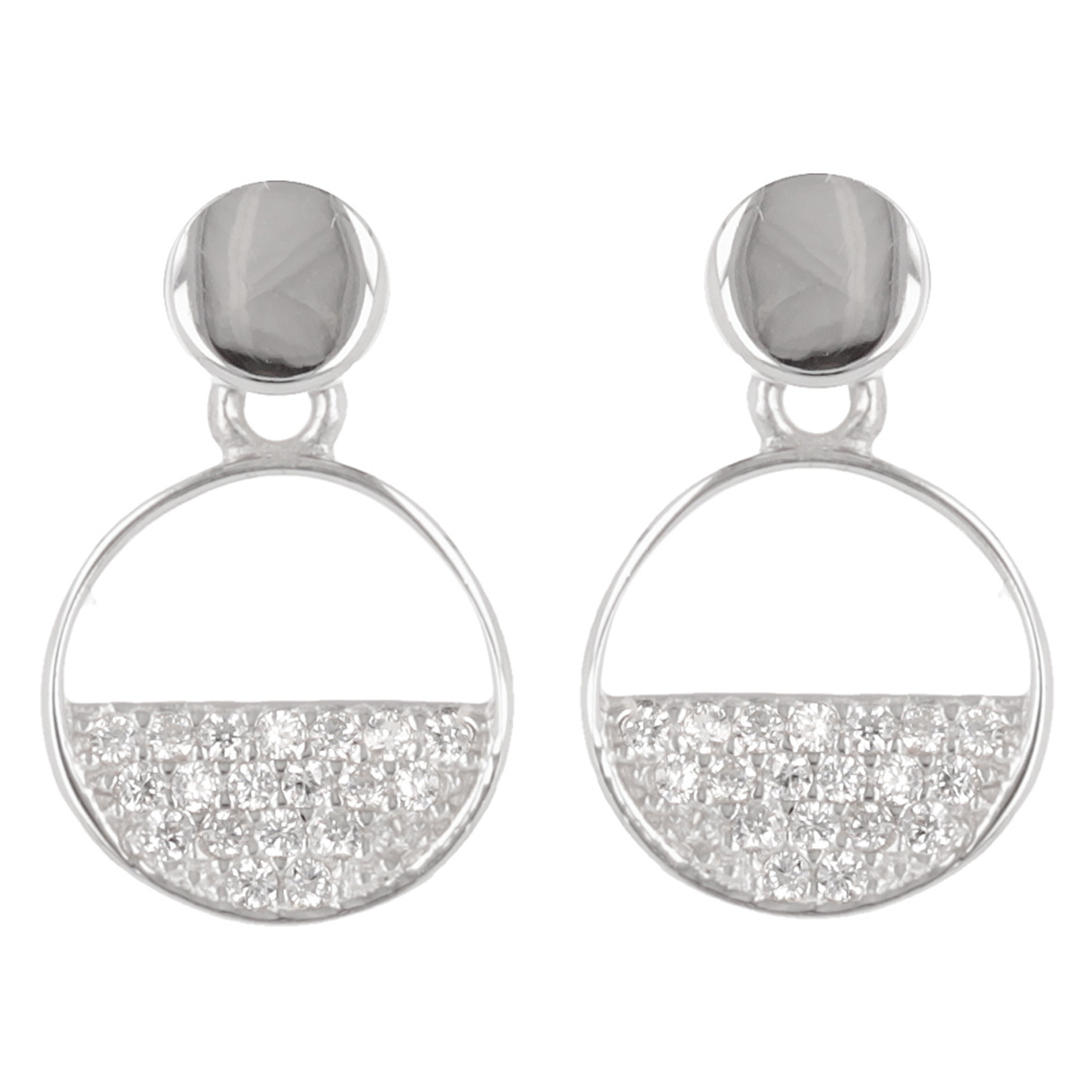 Boucles Argent \'Sissi\' blanc argenté (rhodié) - 13x8 mm - [Q2884]