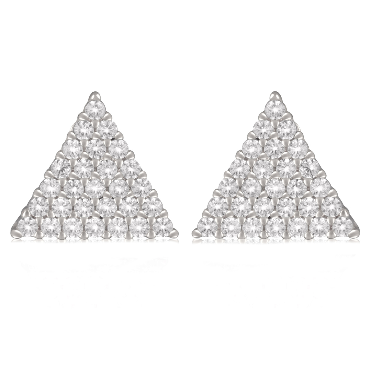 Boucles Argent \'Sissi\' blanc argenté (rhodié) - 10x10 mm (triangles) - [Q2888]
