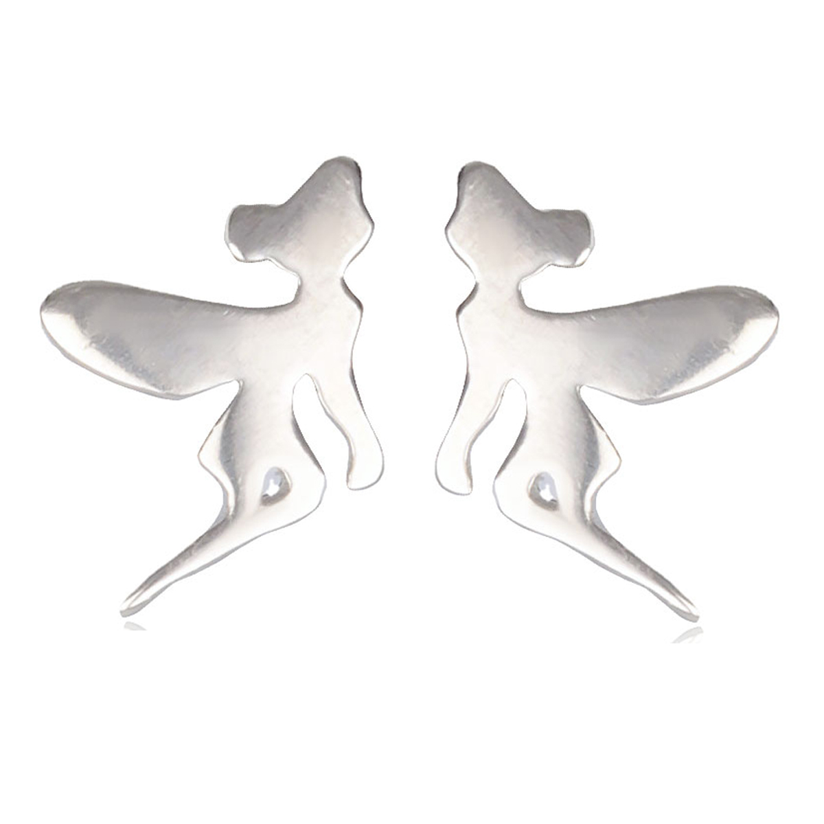 Boucles Argent \'Fée Clochette\' argenté (rhodié) - 11x7 mm - [Q2898]