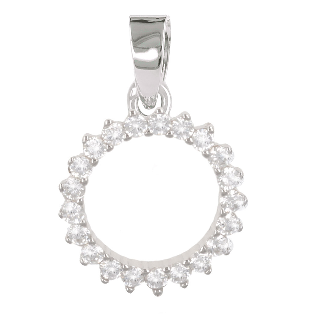 Pendentif Argent \'Sissi\' blanc argenté (rhodié) - 12 mm - [Q2924]