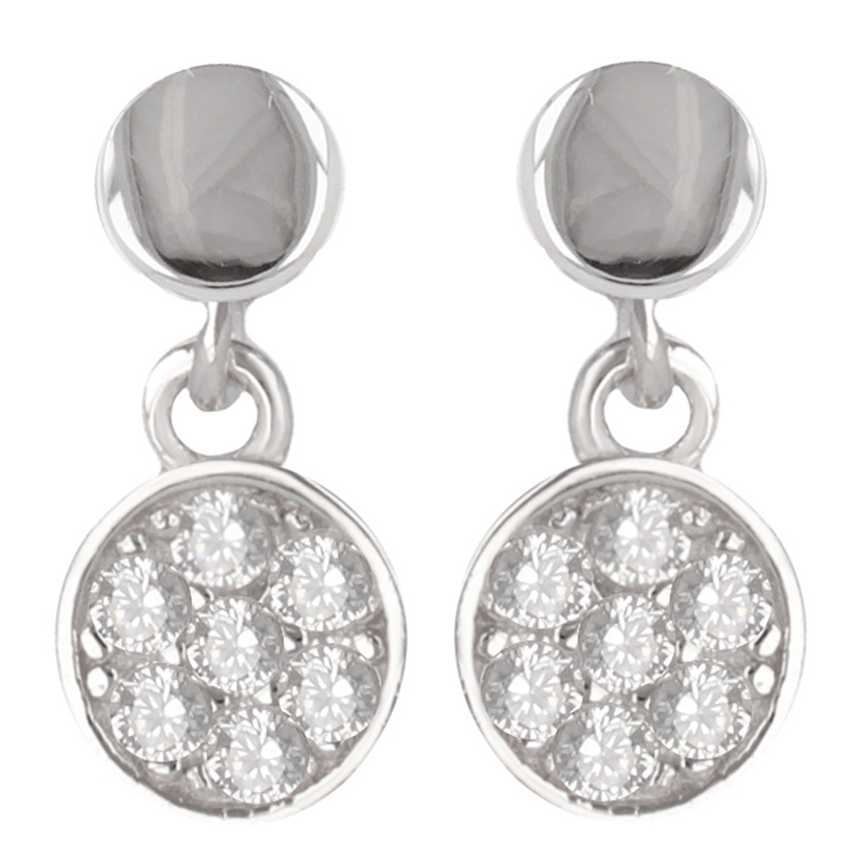 Boucles Argent \'Sissi\' blanc argenté (rhodié) - 11x5 mm (cercles) - [Q2995]