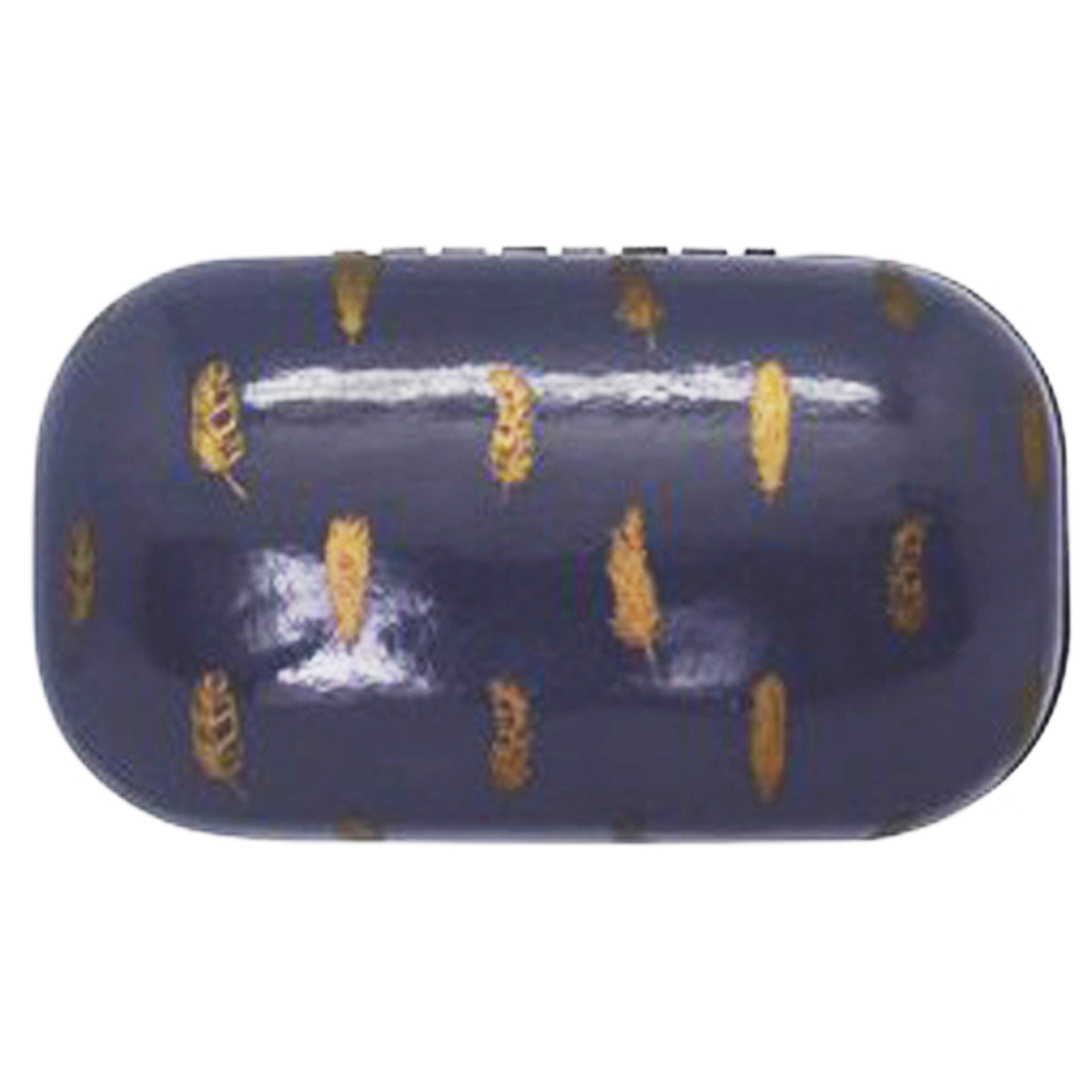 Etui rigide pour écouteurs \'Boho\' gris doré (plumes) - 85x45x33 mm - [Q3031]