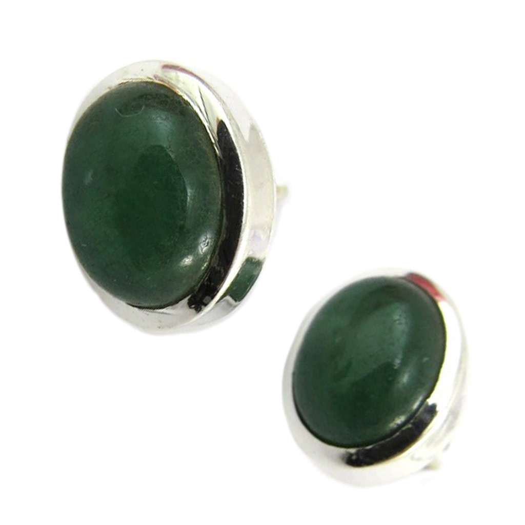Boucles Argent \'Heaven\' jade vert argenté - 13x10 mm - [P7223]