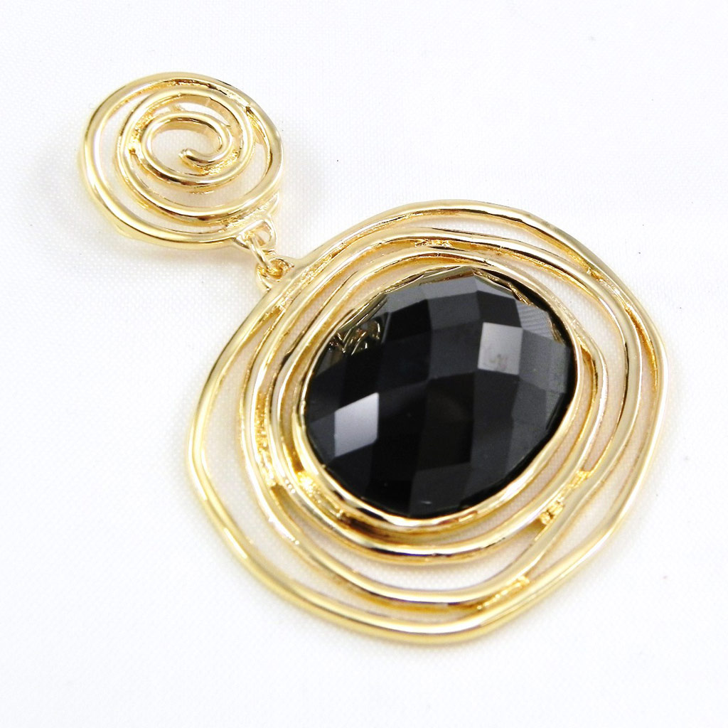 Pendentif Plaqué Or \'Chloé\' Noir - [G7622]
