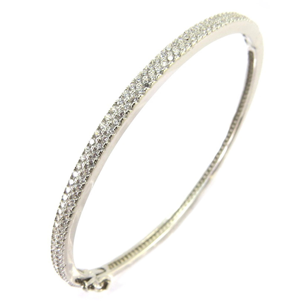 Bracelet Argent \'Rivière de Diamants\' Blanc (rhodié) - 60 mm 3 mm - [P2396]