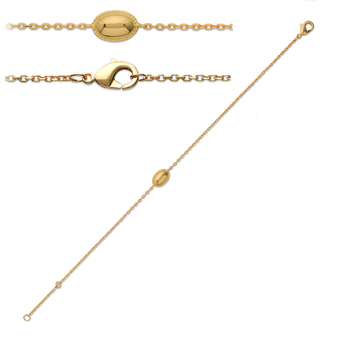 Bracelet Plaqué Or \'Antica\' doré - 9x6 mm - [Q3760]