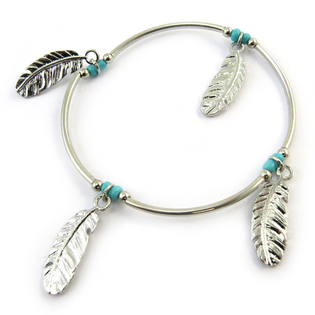 Bracelet Créateur \'Navajos\' turquoise argenté - [N5011]