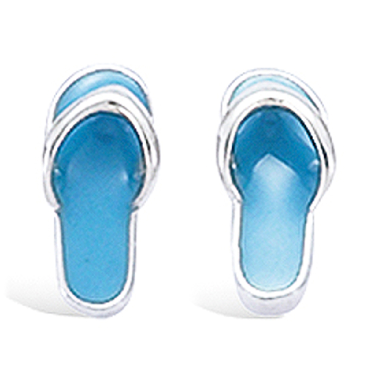 Boucles Argent \'Tongs\' bleu argenté (rhodié) - 4x10 mm - [G7644]