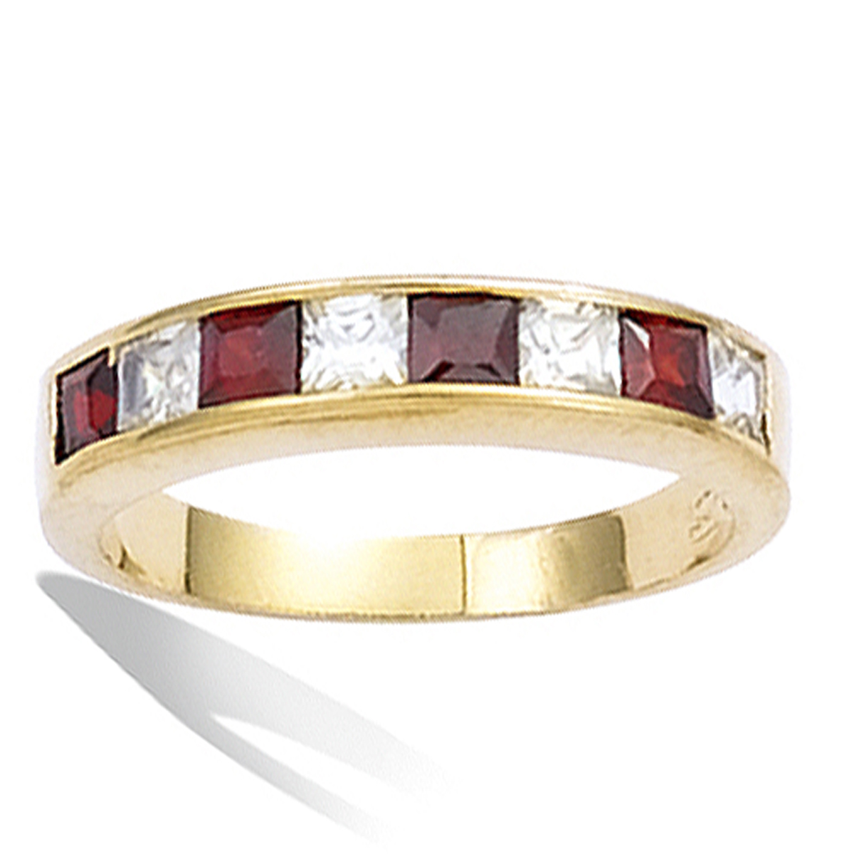 Bague Plaqué Or \'Nova\' grenat doré - 4 mm - [G7682]