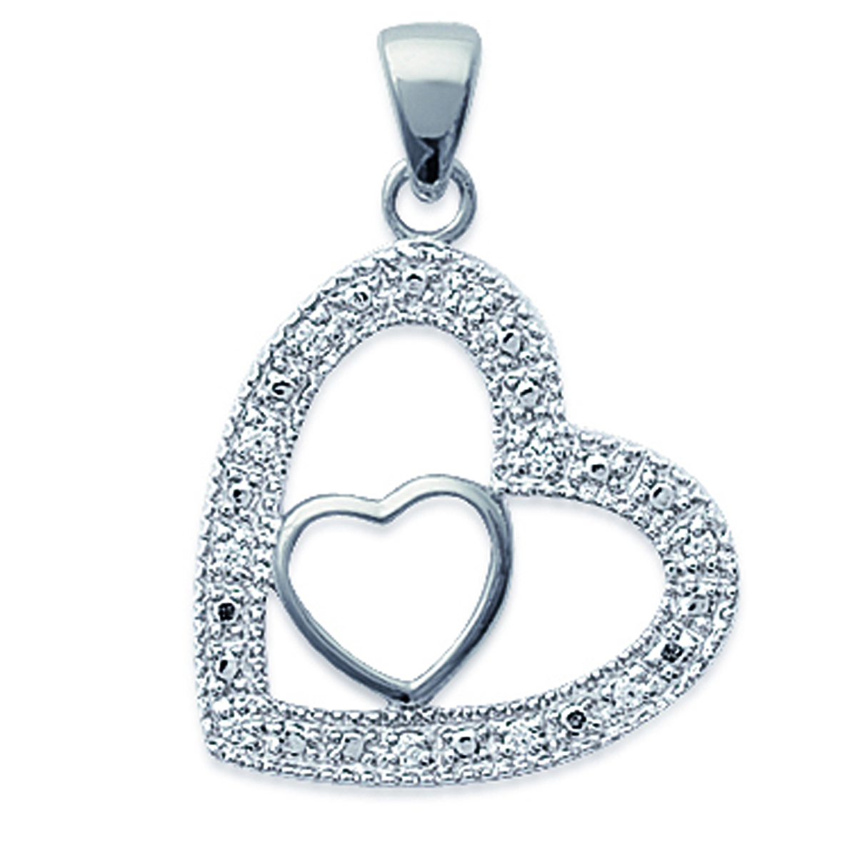 Pendentif Argent \'Love\' blanc argenté (rhodié) - 30x20 mm - [K5816]