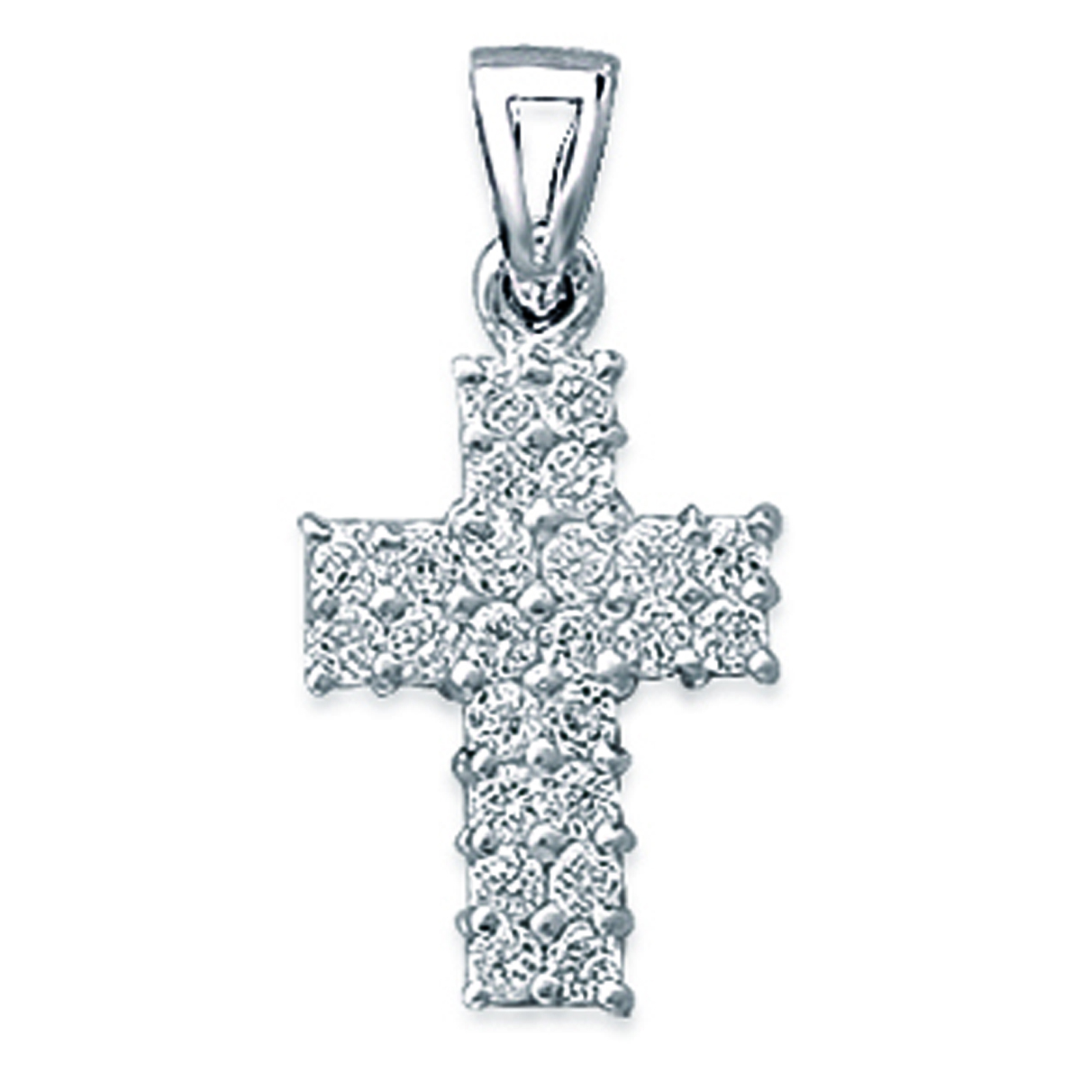 Pendentif Argent \'Croix\' blanc argenté (rhodié) - 25x12 mm - [K5817]