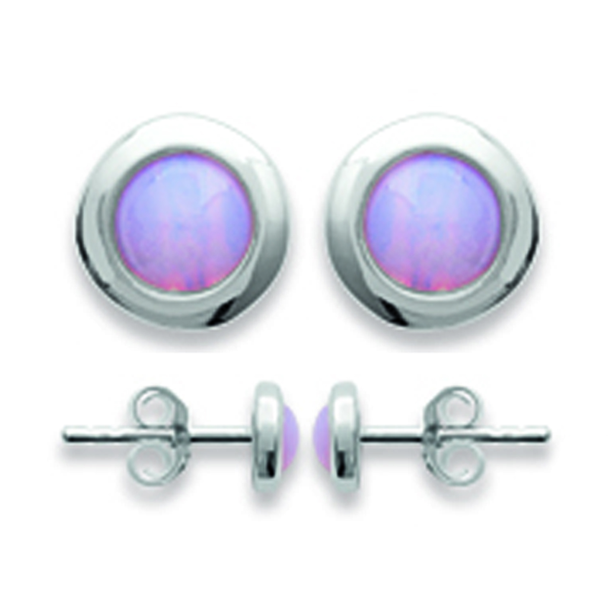 Boucles argent \'Princesse Opale\' rose opalescent argenté (rhodié) - 5 mm - [P0654]