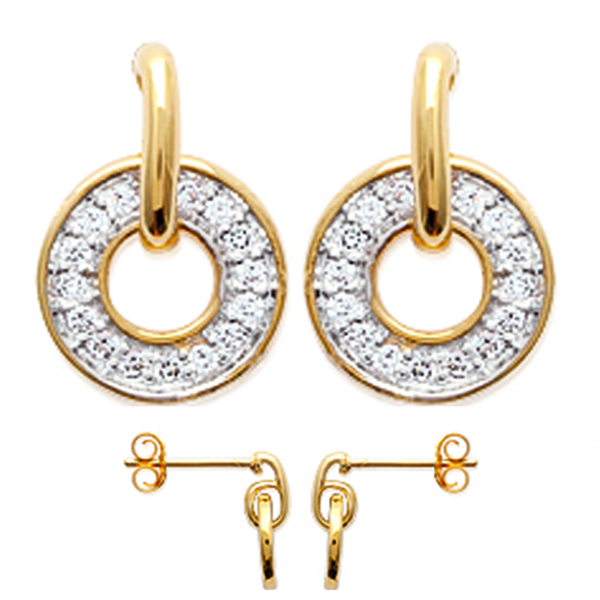 Boucles Plaqué Or \'Déesse\' blanc doré - 8x11 mm - [J3065]