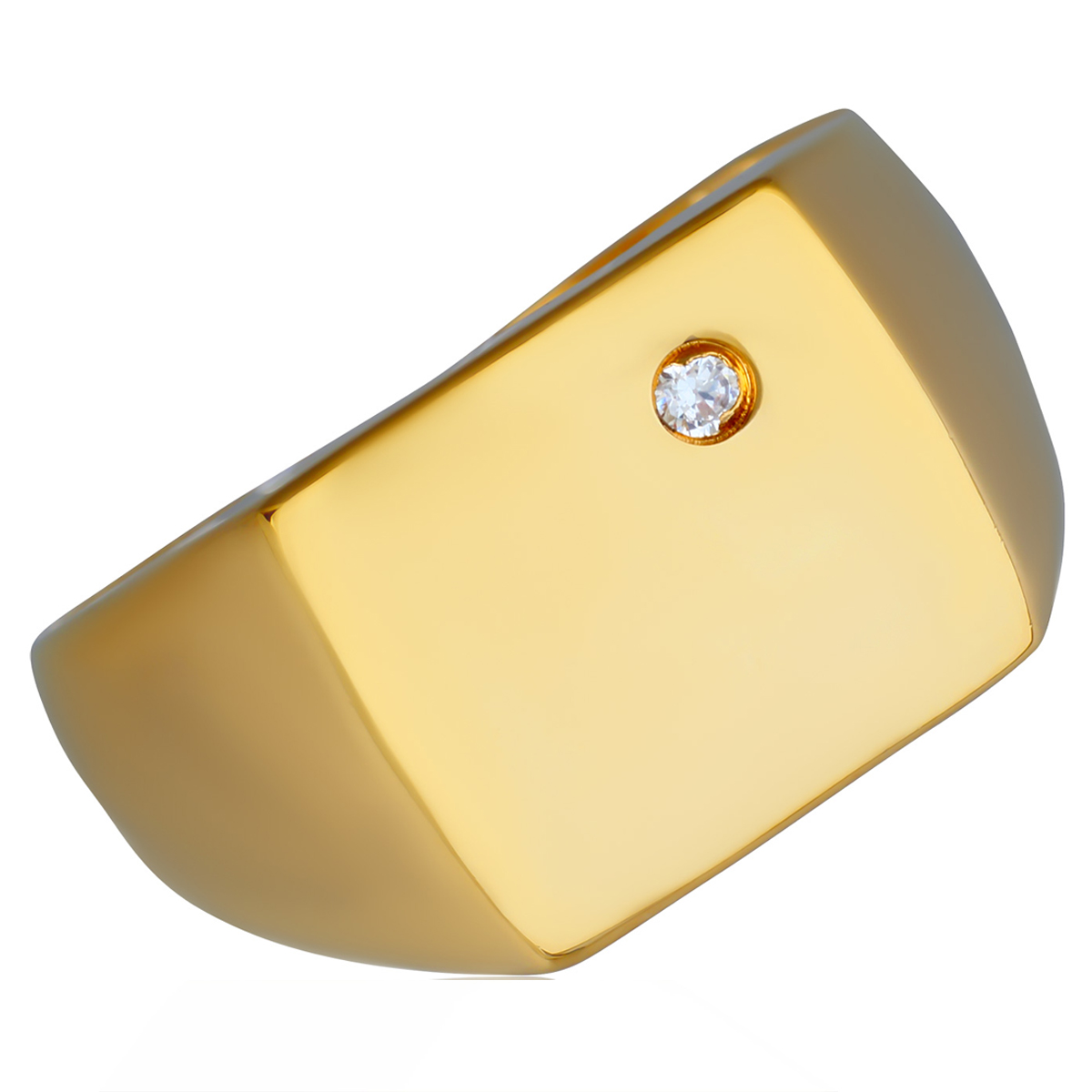 Chevalière Plaqué Or \'Charles\' blanc doré - 12x13 mm - [Q8864]