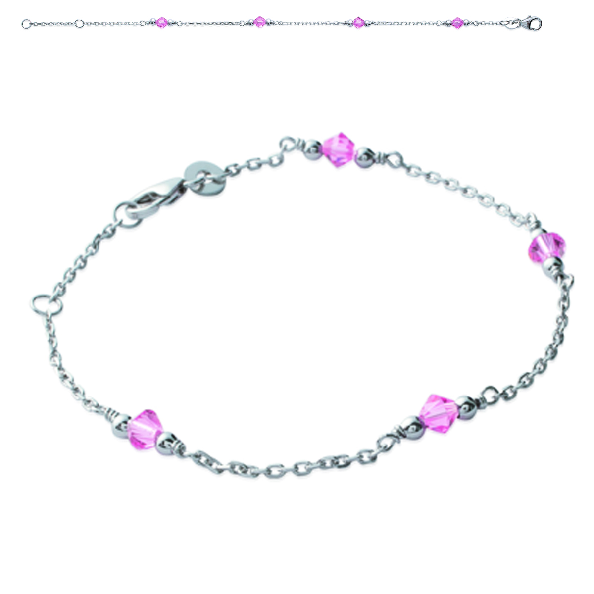 Bracelet Argent \'Clara\' rose argenté (rhodié) - 4 mm - [J3072]