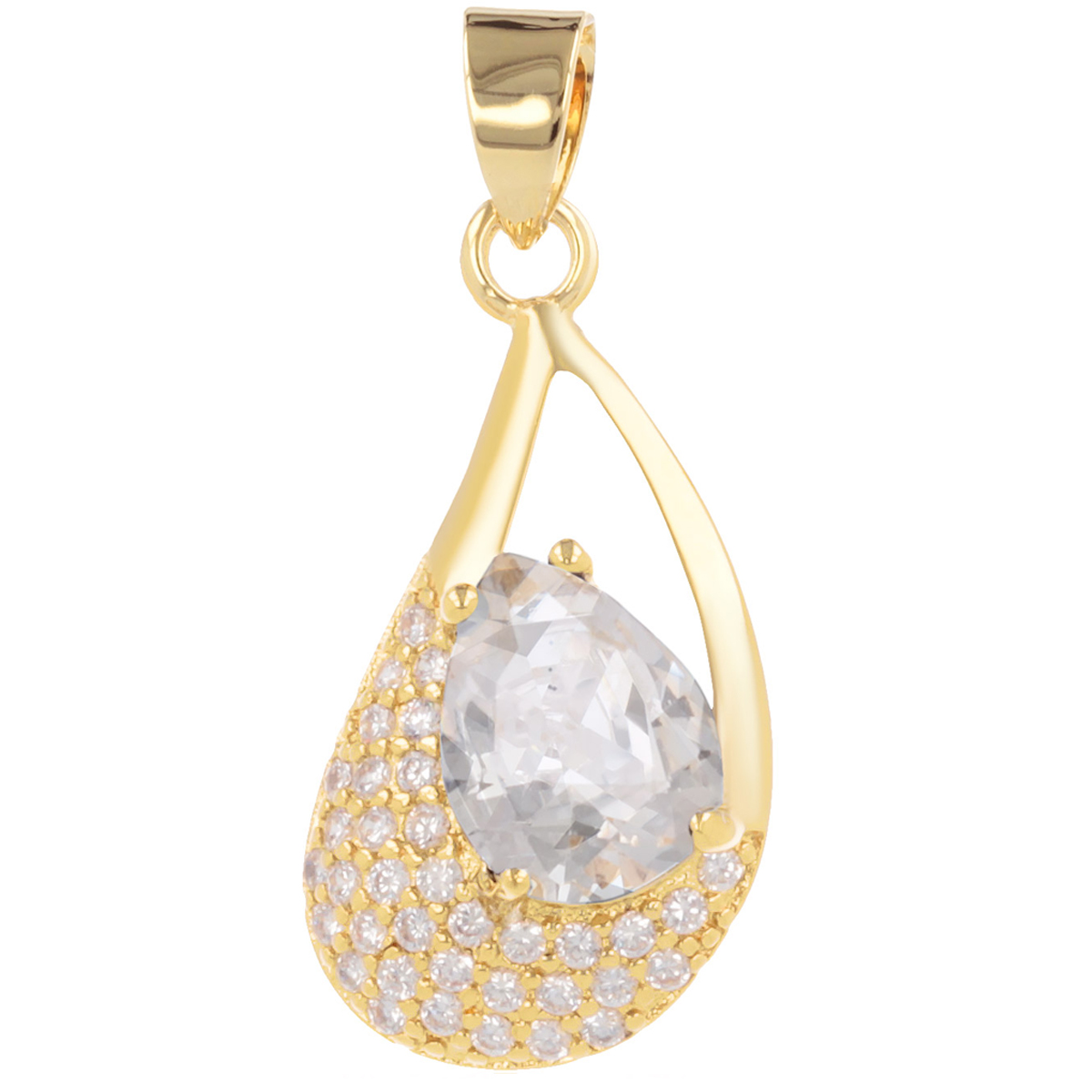 Pendentif Plaqué Or \'Sissi\' blanc doré - 20x11 mm - [Q8874]