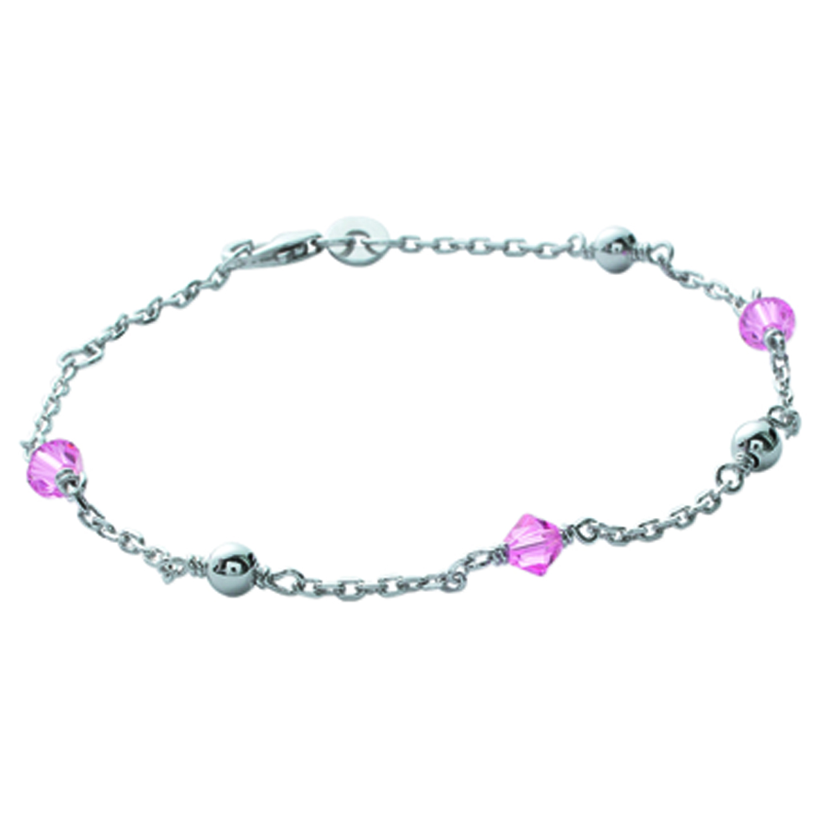 Bracelet Argent \'Clara\' rose argenté (rhodié) - 4 mm - [J3094]