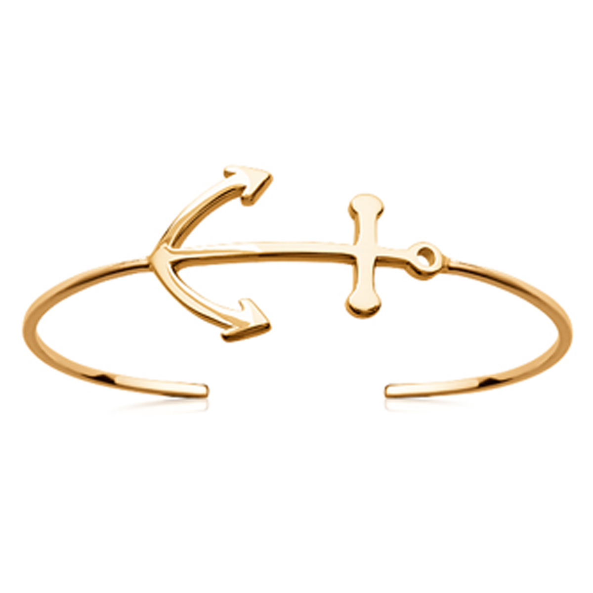 Bracelet plaqué or ouvert \'Ancre Marine\' doré - 28x20 mm - [P0705]
