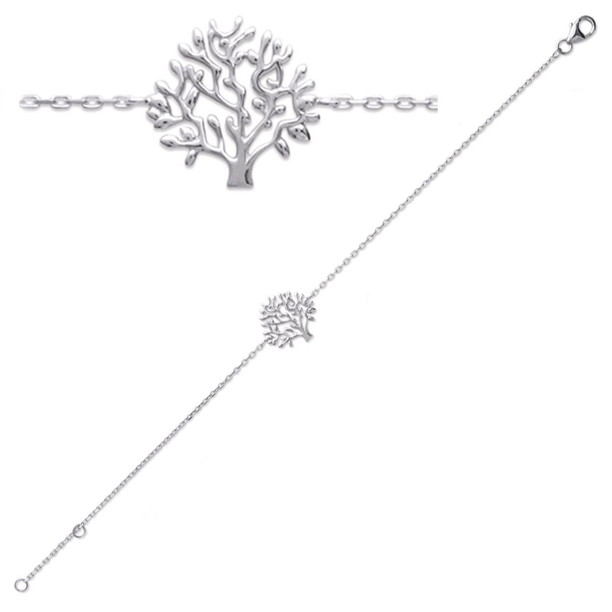Bracelet Argent \'Arbre de Vie\' argenté (rhodié) - [P0707]