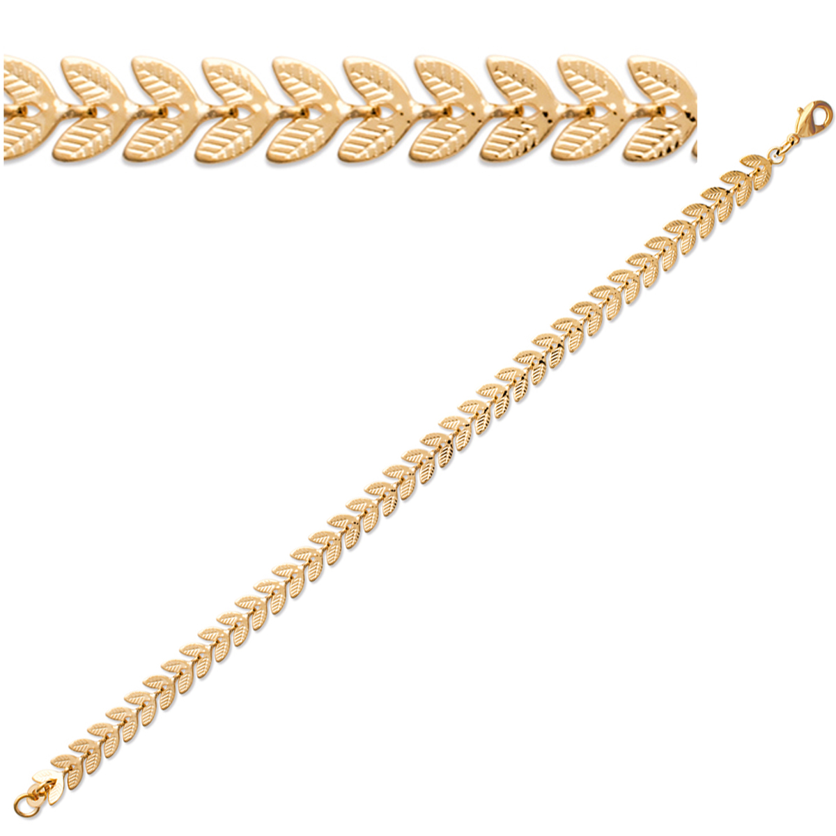 Bracelet Plaqué or \'Epi de blé\' doré - 6 mm - [P0709]